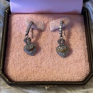 Juicy Couture silver heart drop earrings
